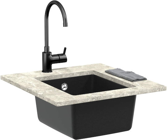 vidaXL Drop-In Chiuvetă din Granit Sintetic L37xW46cm Negru