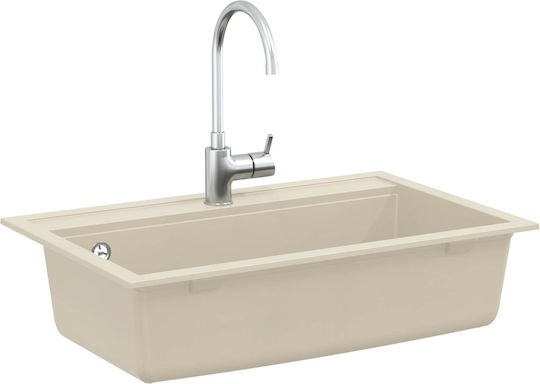 vidaXL Inset Kitchen Sink Made of Liquid Granite M79.5xP50.5cm Beige