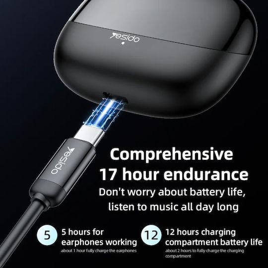 Yesido TWS26 In-Ear Bluetooth-Freisprecheinrichtung Kopfhörer mit Ladeetui Schwarz