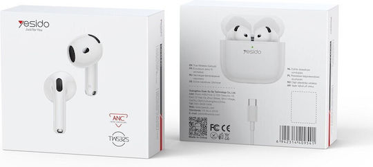 Yesido TWS32S Earbud Bluetooth Handsfree Ακουστικά με Θήκη Φόρτισης Λευκά