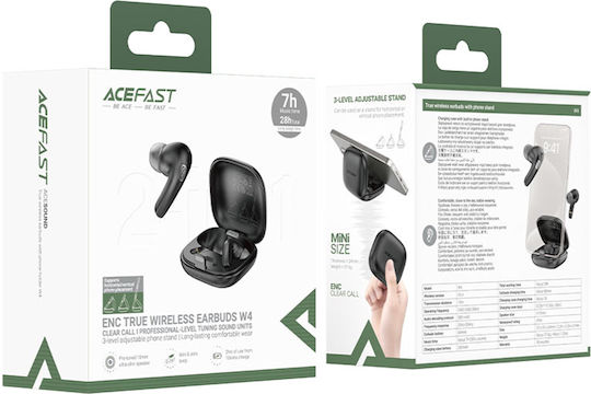 Acefast W4 In-ear Bluetooth Handsfree Ακουστικά με Αντοχή στον Ιδρώτα και Θήκη Φόρτισης Μαύρα