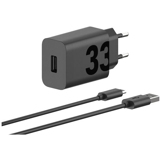 Motorola Charger with USB-A Port and Cable USB-C 33W Blacks (TurboPower)