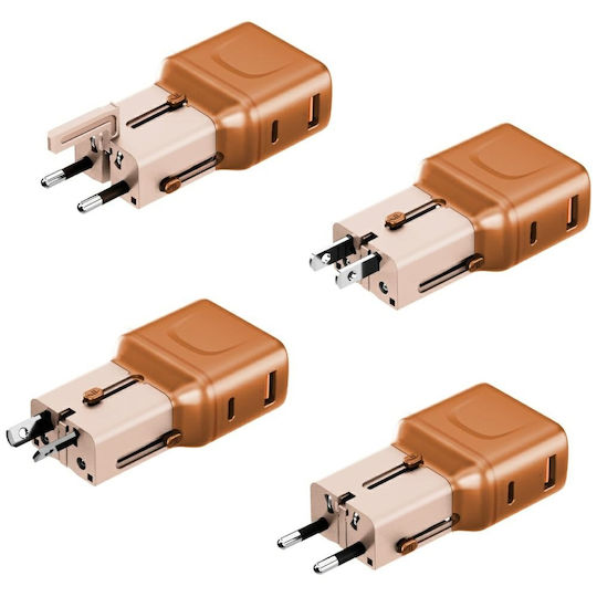 Energea Charger Without Cable with USB-A Port and USB-C Port 35W Power Delivery / Quick Charge 3.0 Orange (Travelgo)