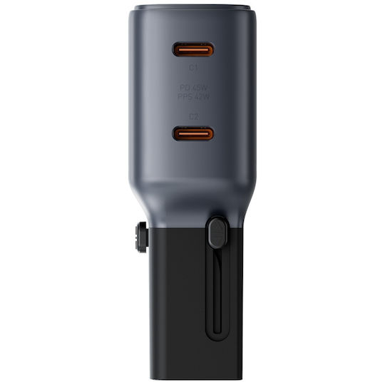 Energea Φορτιστής Χωρίς Καλώδιο GaN με 2 Θύρες USB-C 45W Power Delivery Γκρι (Travelgo)