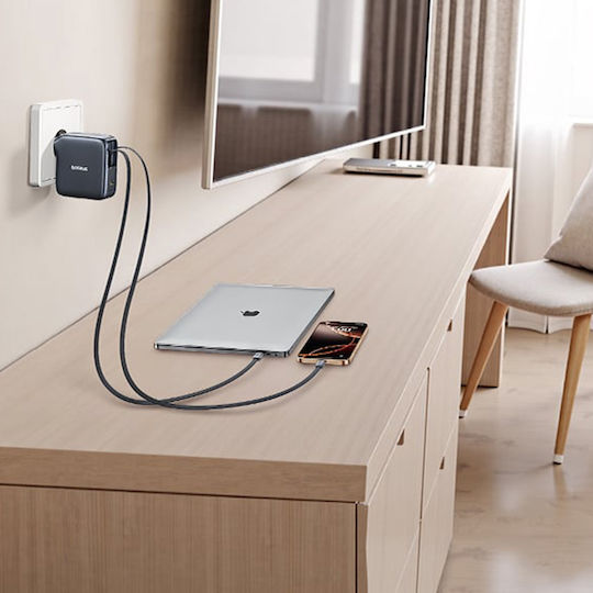 Baseus Ladegerät mit integriertem Kabel mit USB-C Anschluss USB-C 67W Stromlieferung Schwarzs (EnerCore CJ21)