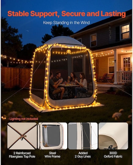 Vevor Camping Tent Cabin Beige for 6 People 182.5x182.5x220cm