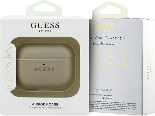 Guess Hülle Kunststoff mit Haken in Gold Farbe für Apple AirPods Pro 3
