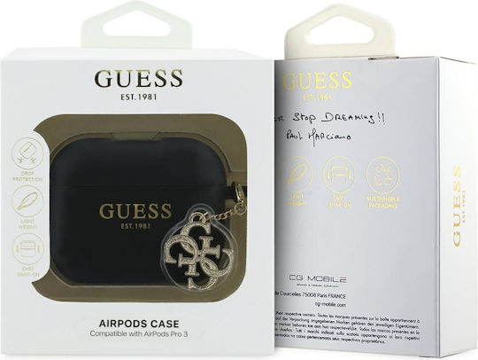 Guess Case Silicone in Black color for Apple AirPods Pro 3