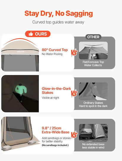 Vevor Beige Camping Tent for 6 People 182.5x182.5x220cm
