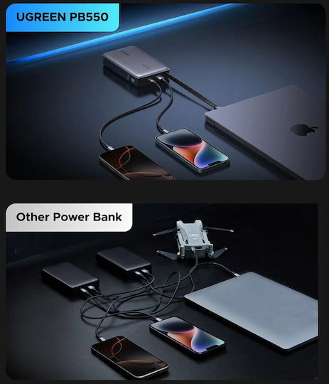 Ugreen PB550 Power Bank 20000mAh 67W με Θύρα USB-A και Θύρα USB-C Power Delivery Γκρι