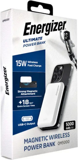 Energizer QM5000 Power Bank 5000mAh 15W με Θύρα USB-C Λευκό