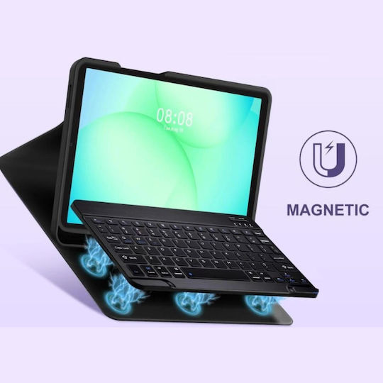 Tech-Protect Klappdeckel mit Tastatur im Englisch US Schware (Galaxy Tab A9 / Galaxy Tab A11)