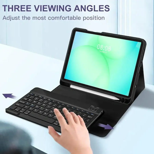 Tech-Protect Klappdeckel mit Tastatur im Englisch US Schware (Galaxy Tab A9 / Galaxy Tab A11)