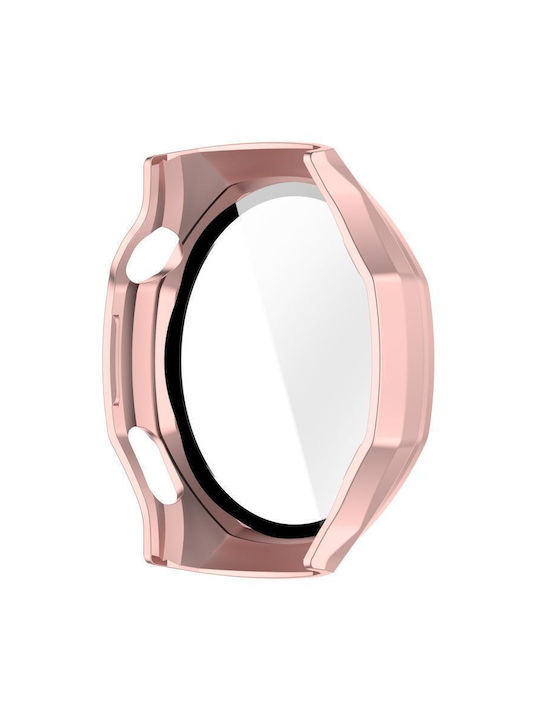 Tempered Glass Film Integrated Plastic Case in Rose Gold color for Huawei Watch GT 6 Pro