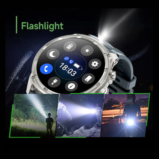 Microwear V99 Smartwatch με Παλμογράφο (Ασημί)