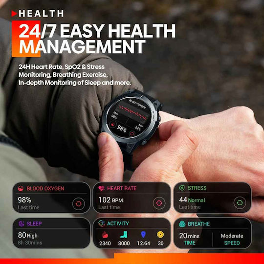 Zeblaze Stratos 3 46mm Smartwatch with Heart Rate Monitor (Orange)
