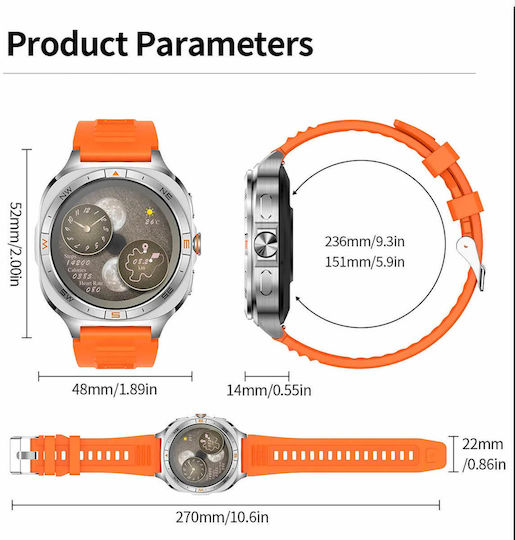 Microwear G400 Smartwatch με Παλμογράφο (Πορτοκαλί)