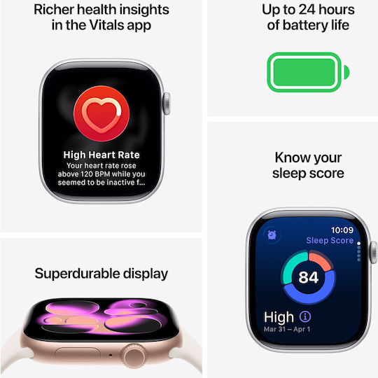 Apple Watch Series 11 Titan 42mm Wasserdicht mit eSIM und Pulsmesser (Gold Titanium Case with Light Blush Sport Band - M/L)