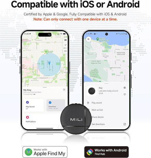 MiLi LiTag Duo Apple Find My & Google Find Hub Black