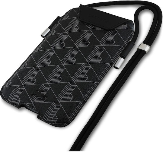 Lacoste Pvc Blend Monogram Phone Pouch Xl Black