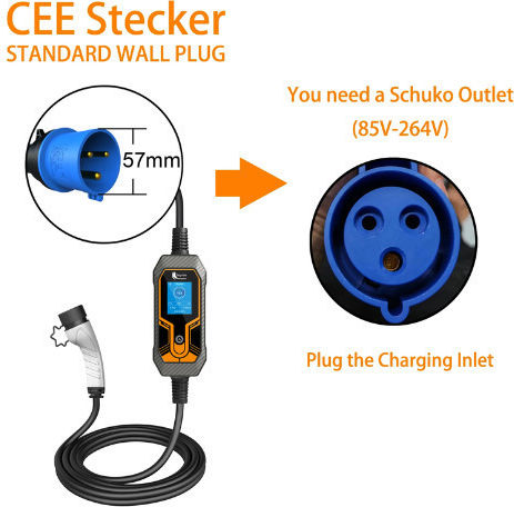 Feyree Portable Single Phase 7kW Charging Station with Built-in Cable Type 2 (202301161)