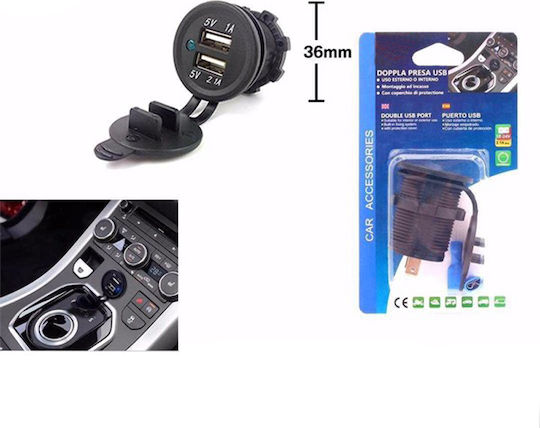 Digital Voltmeter and Dual USB Charger 12V/24V blue