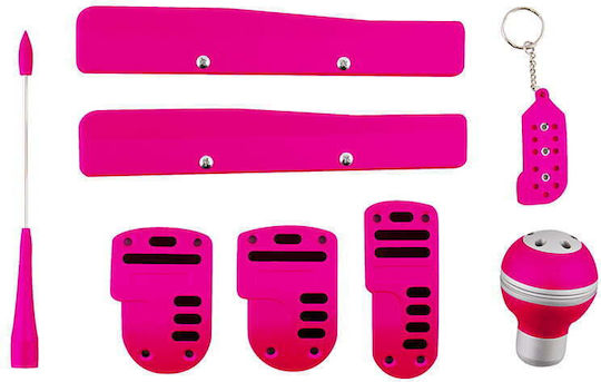 Autoline Tunning Kit Σετ Πεταλιέρες & Λεβιές Αυτοκινήτου Universal Ροζ 5τμχ