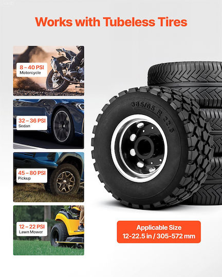 Vevor Portable Tire Bead Seater 2.6 Gal 9.84 L 10 L Air Bead Seating Hand Tool Operating Pressure 87-116 Psi Inflator Trigger Car Compact SUV Light Truck Electric Bicycle RV ATV