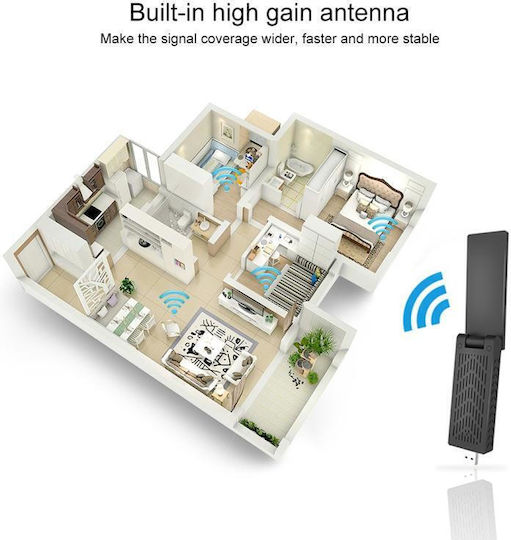 Edup Ep-ac1675 Αντάπτορας Δικτύου USB με Ασύρματη Σύνδεση Wi-Fi 1900Mbps