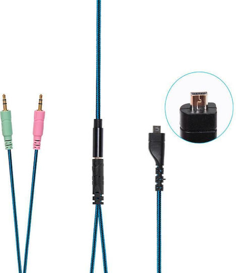 ZS0158 Over Ear Gaming Headset with Connection 2x3.5mm Blue