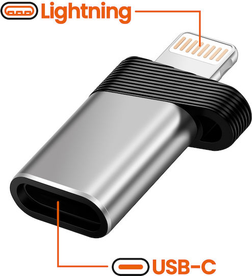 Linq Otg Адаптер Usb-c Към Lightning 480mbps Скорост Сребрист