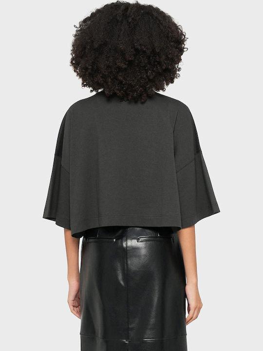 Γυναικείο Oversized Crop T-shirt Dark Grey Melange