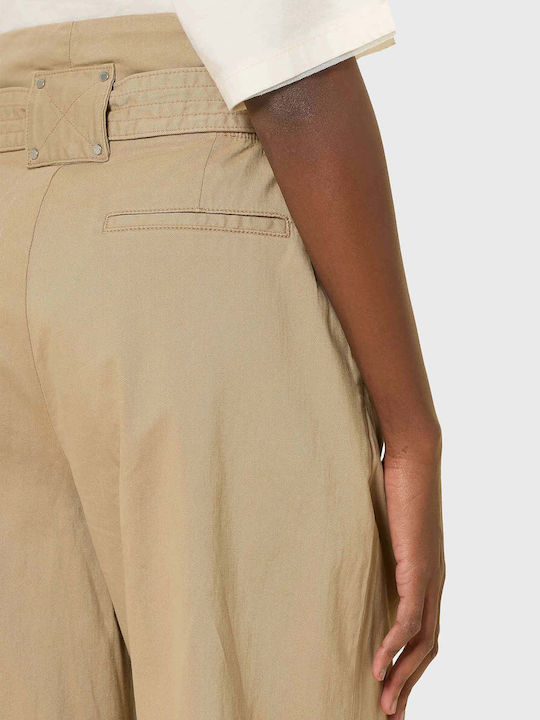 Women's Fabric Trousers Dark Beige