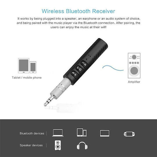 Bluetooth Audio Receiver Lavalier 3.5mm H-139 Metal Adapter Black