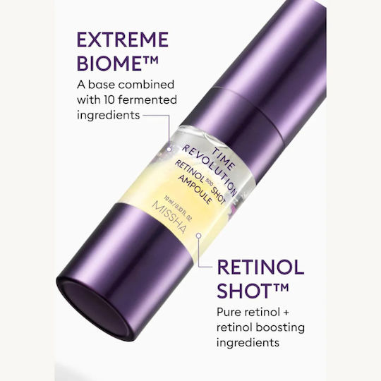 Missha Time Revolution Retinol Shot 500 Soothing & Anti-Aging Ampoule Serum For Face With Retinol & Niacinamide 10ml