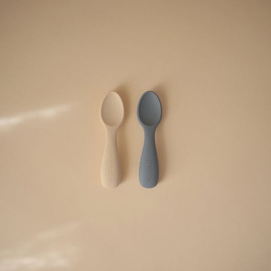 Mushie Βρεφικό Σετ με Κουτάλια Little Spoons από Σιλικόνη Μπεζ 2τμχ
