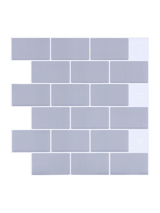3d Pvc Self-adhesive Wall Tile Stickers 30.5x30.5 Cm 10 Pcs Gray