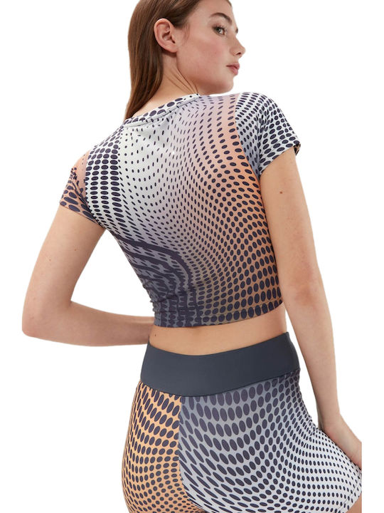 Jolia Γυναικείο Καλοκαιρινό Crop Top Βαμβακερό Κοντομάνικο Πουά Μπλε