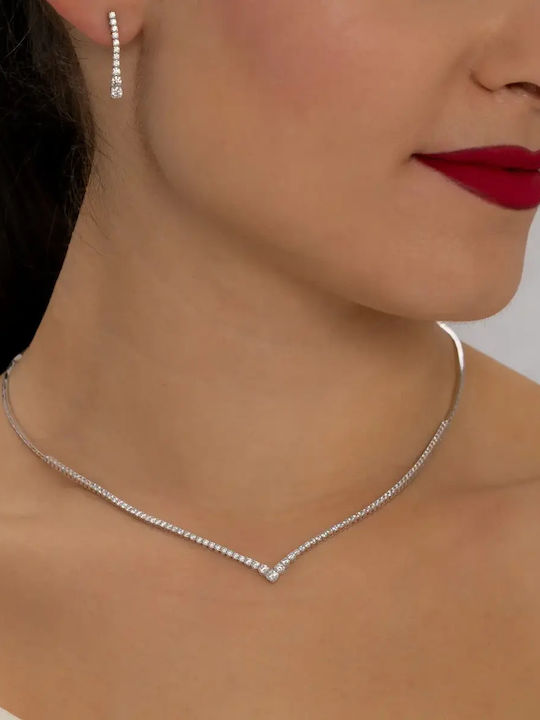 Set with Necklace , Earrings & Ring from Gold 14K with Stones