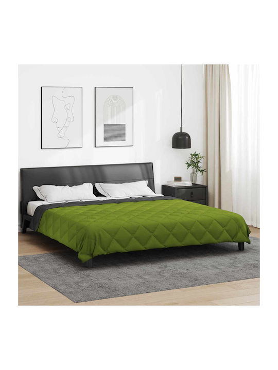 vidaXL Duvet Cover Queen 220x260 Πράσινο Και Ανθρακί