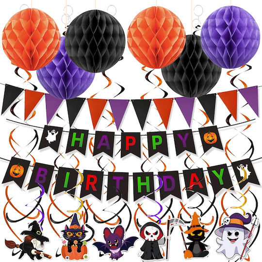 Set De Decorare Pentru Petrecere Halloween Fantomă Dovleac Ghirlandă 21 Bucăți