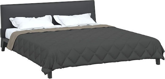 vidaXL Double Blanket 220x200cm Light Gray Charcoal