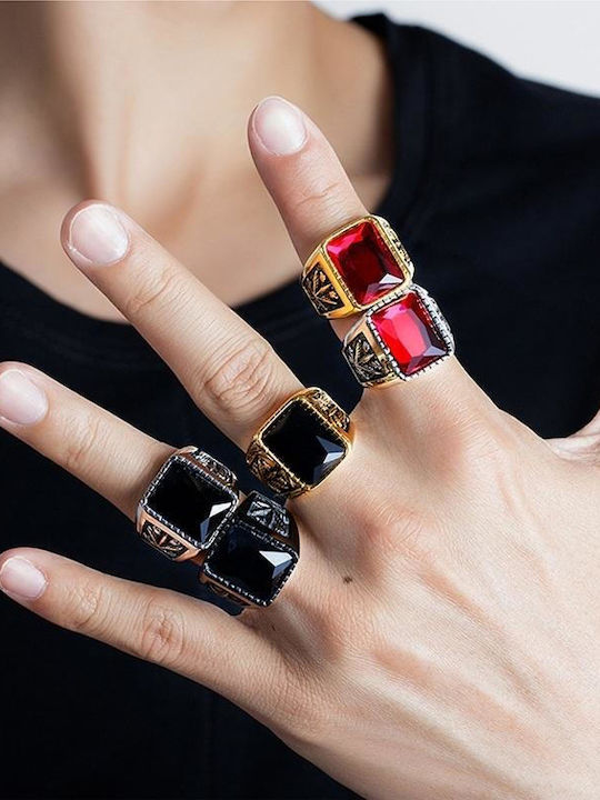 Herren Ring mit Steinen aus Stahl