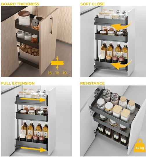 Emuca Grey Expanding Closet Mechanism with Brakes 8382435