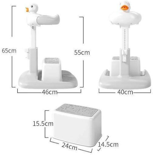 Baby Badezubehör Stand Mit Verstellbarer Höhe & Rutschfester Basis – Mit Sitz (Grau)