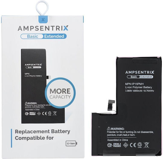 Ampsentrix Συμβατή Μπαταρία Αντικατάστασης 4850mAh για iPhone 15 Pro Max