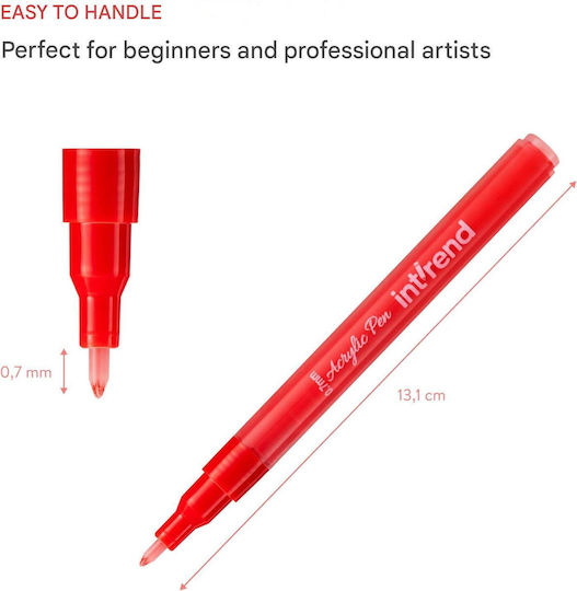 Intrend 22 Colors Ακρυλικοί Μαρκαδόροι 0.7mm Σετ 22τμχ