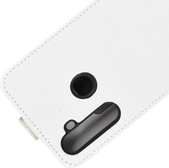 Realme Q Vertical Flip Piele / Silicon Alb (Realme 5 Pro)