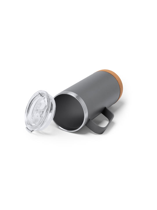 Beyron Becher Metallisch mit Deckel Transparent 600ml