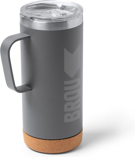 Beyron Mug Metallic with Lid Transparent 600ml